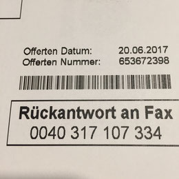 Gewerbeverzeichnis Hamburg - Antwortfax